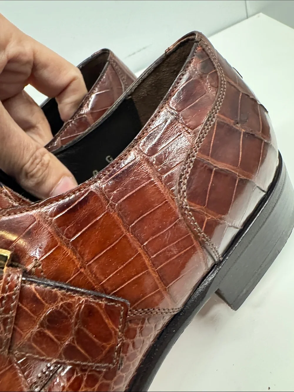 Caporicci genuine alligator 🐊 Leather Monk Strap Shoes size 9